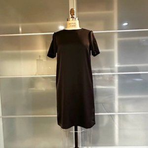 H&M Black Satin Dress or Tunic with Rhinestone Detail at back neck, US 6